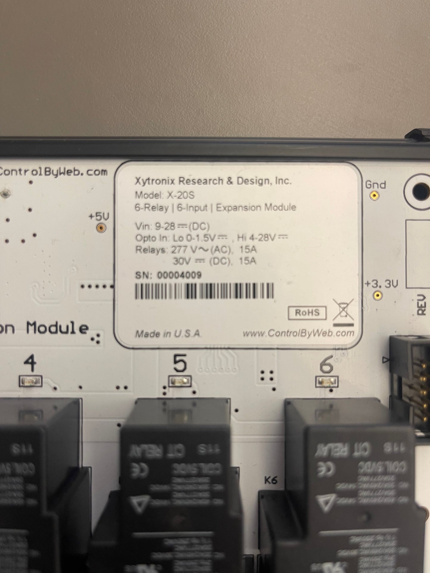 X20S - 6 Relay, 6 Digital Input Expansion Module